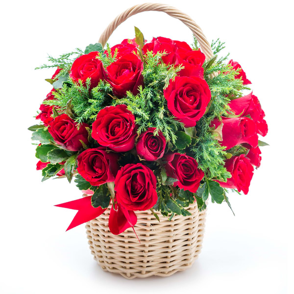 Italia in fiore consegna cesto di rose rosse in Italia