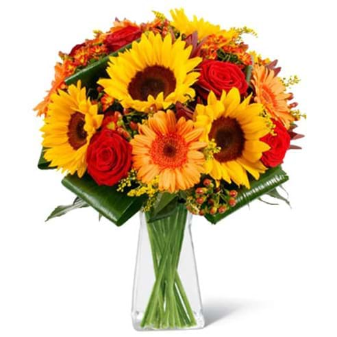 Spedire bouquet arancione con vaso