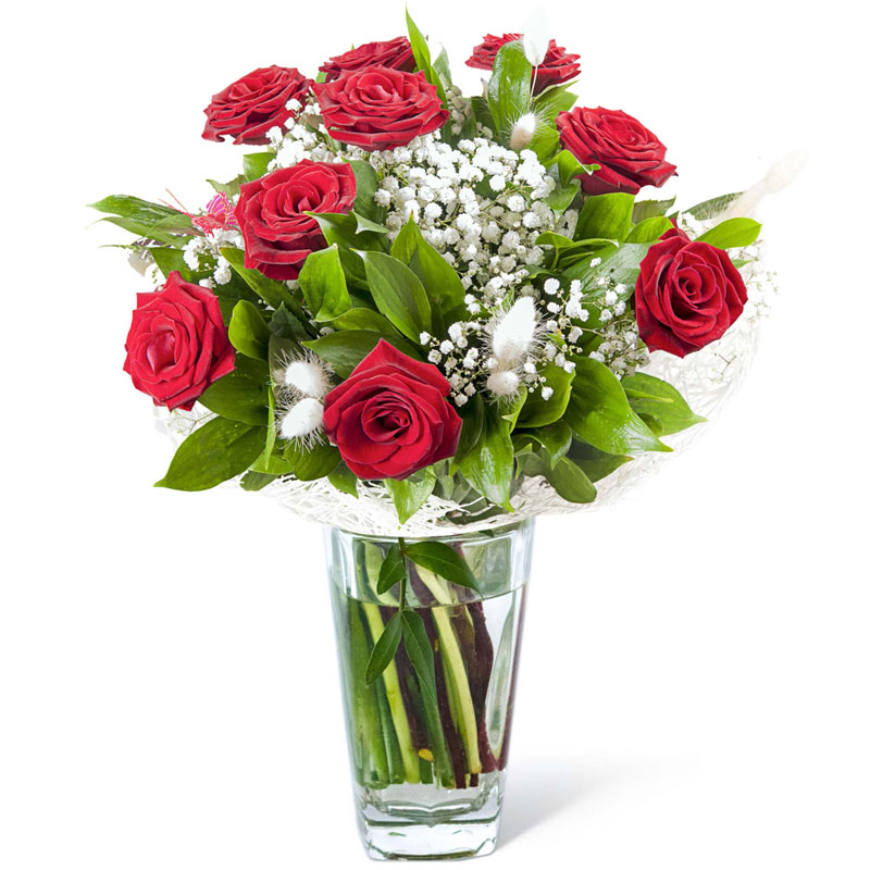 Spedire 9 rose rosse iin vaso