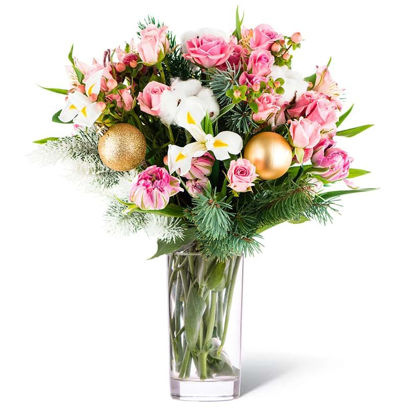 Spedire bouquet natalizio romantico vaso