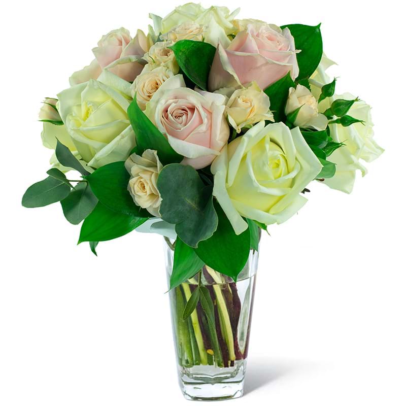 Spedire bouquet rose rosa e bianche in vaso