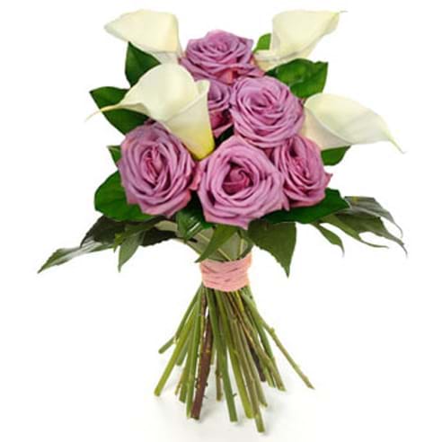 Spedire bouquet di rose rosa e calle
