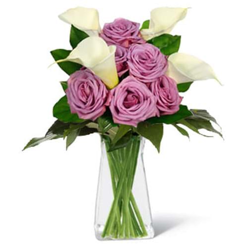 Spedire bouquet rose rosa e calle in vaso