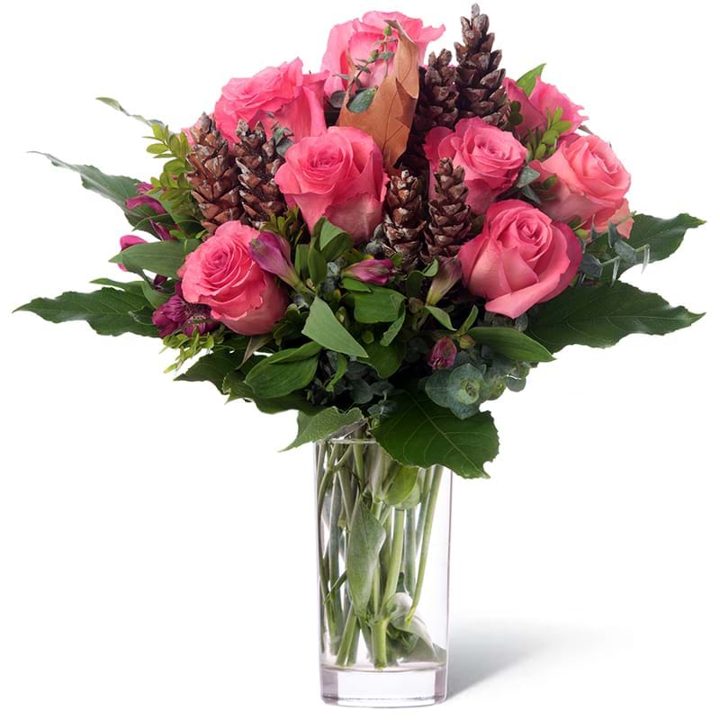 Italia in fiore consegna bouquet rose rosa intenso in vaso in Italia
