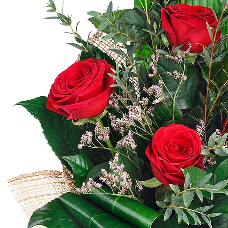 Spedire bouquet cinque rose rosse particolare
