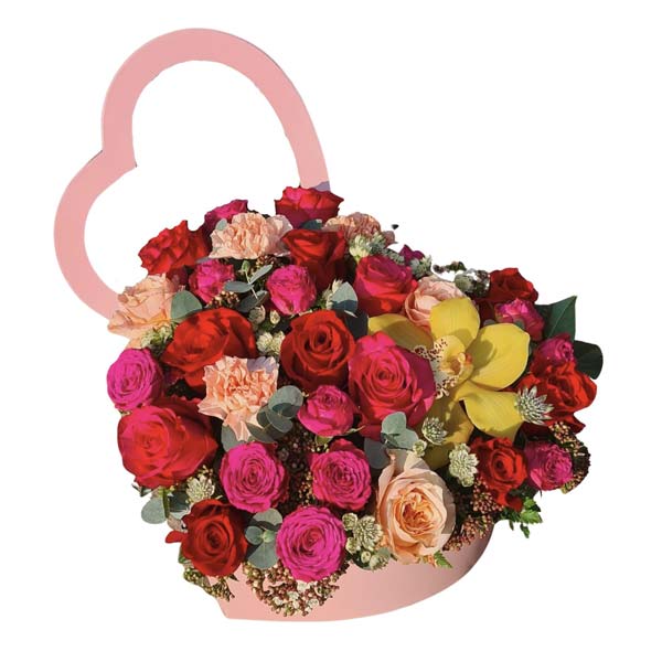 Italia in fiore consegna cuore rose colorate in Italia