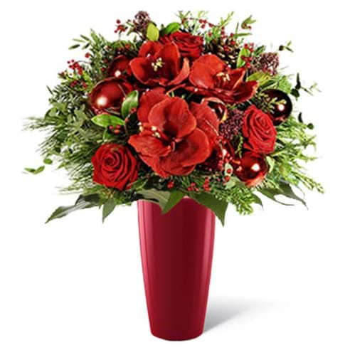 Spedire fiori di natale rossi con vaso rosso