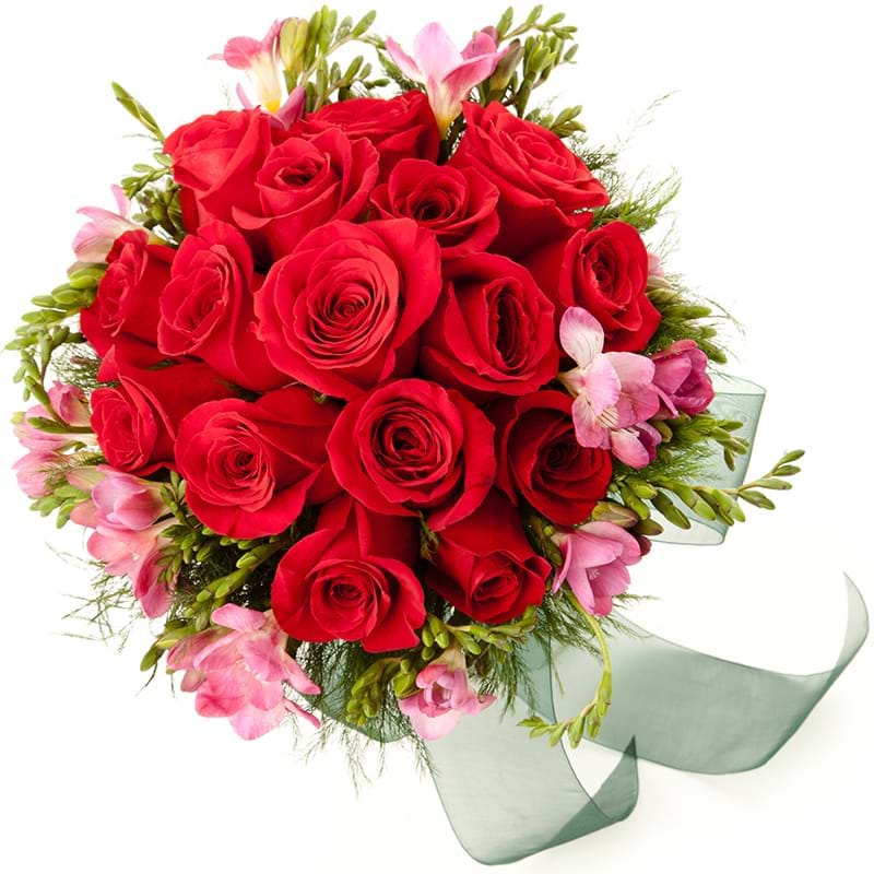 Spedire rose rosse e fresie vista alto