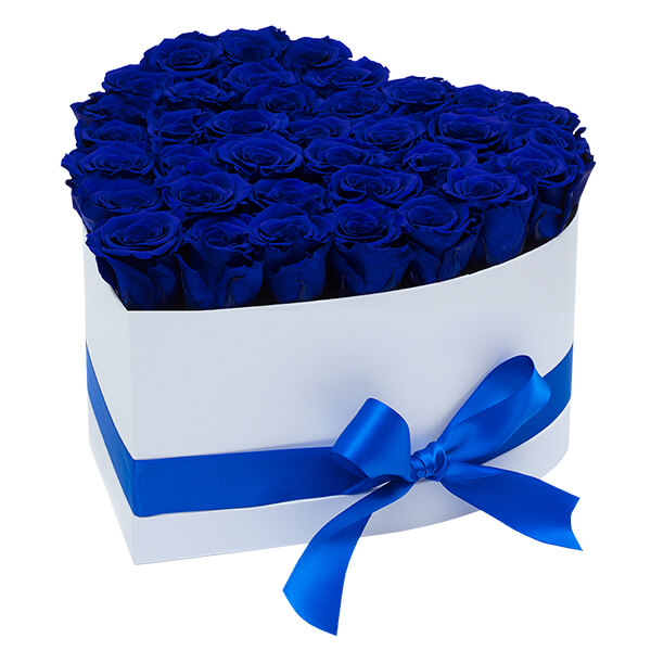 scatola cuore rose blu