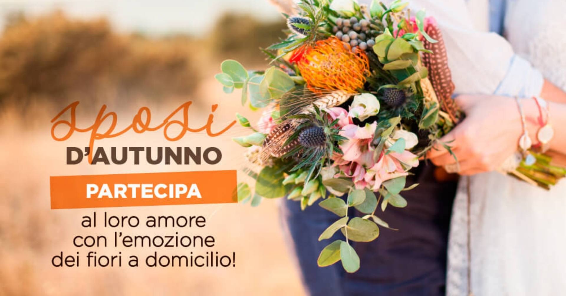 Matrimonio d'autunno emozionare con l'invio di fiori a domicilio